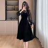 In-Stock Autumn & Winter Lace Mesh Flared Sleeve Swing Dress for a Chic Look