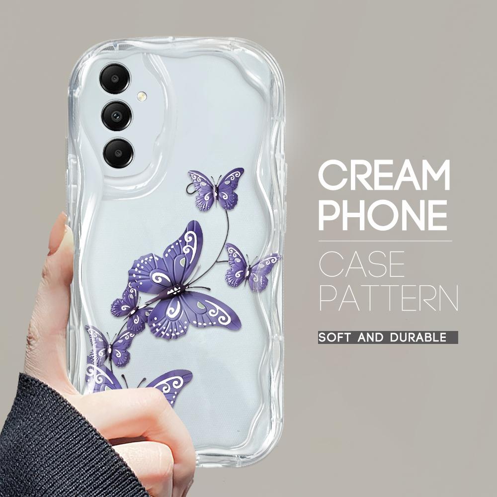 Cute Cartoon Pattern Cream Texture Casing Wavy Edge Soft Silicone Cover Phone Case for Samsung