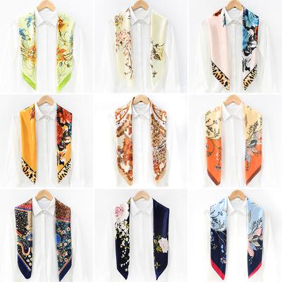 Damen Frühling und Herbst Neue Stil Satin Professionelle Floral Große Gesicht Schal Farbe Professionelle Strand Sonnenschutz Seide Schal Schal