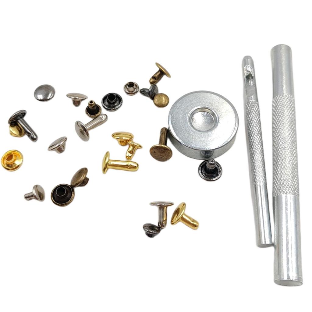 Leather Decoration DIY Double-Sided Rivet Tool Set: 240/480 Sets, 4 Colors, 3 Sizes, Metal Male and Female Rivets.