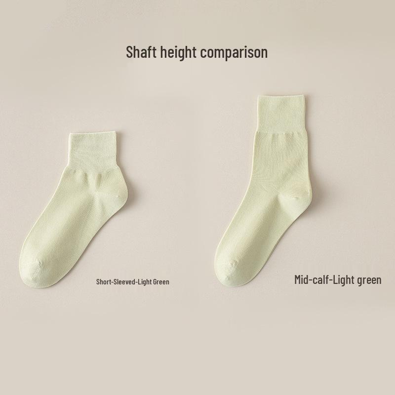 Zhuji Women's Antibacterial Mid-Calf Summer Socks - Breathable, Non-Binding, Early Autumn Style