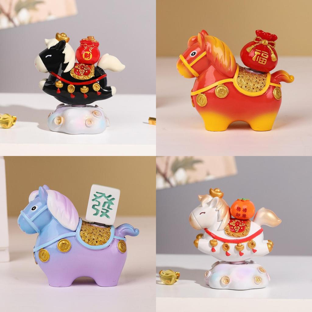 Small Pony Fortune Resin Desk Ornament With Lucky Symbols For Office Decor And Giftgiving