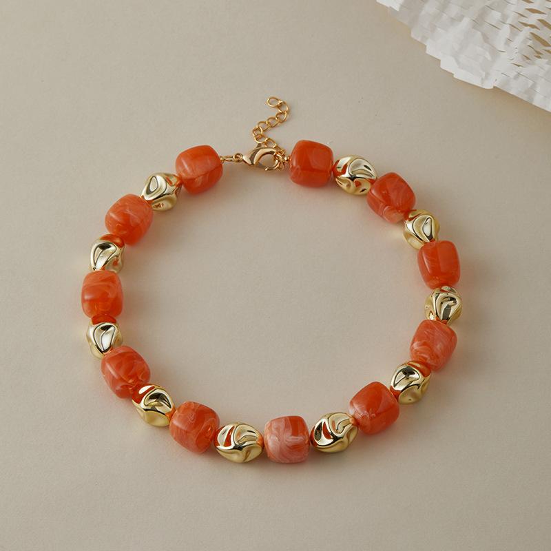 Colar Pulseira de Contas Irregulares em Acrílico para Mulheres Bangle Geométrico Bohemia Feito à Mão Acessórios de Joias para Casal