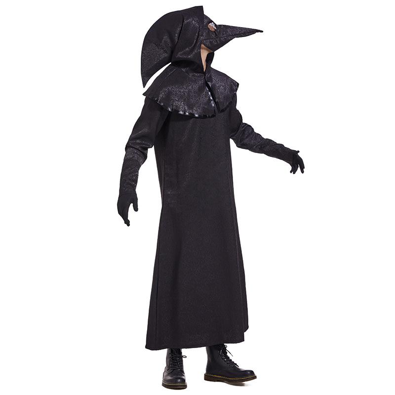 Halloween Europe Medieval Black Death Plague Men Bird Beak Mask Doctor Role Stage Performance Costume