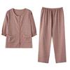 Women's Pajama Set with Chest Pads: Seven-Sleeve Cardigan & Nine-Point Pants for Spring, Autumn & Summer