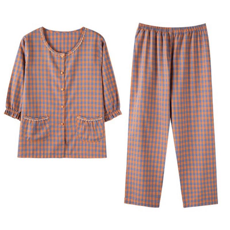 Women's Pajama Set with Chest Pads: Seven-Sleeve Cardigan & Nine-Point Pants for Spring, Autumn & Summer