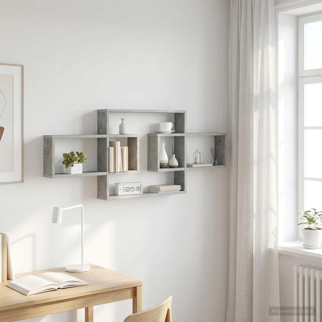 Wall Shelf Concrete Gray 130 x 10 x 50 cm Engineered Wood