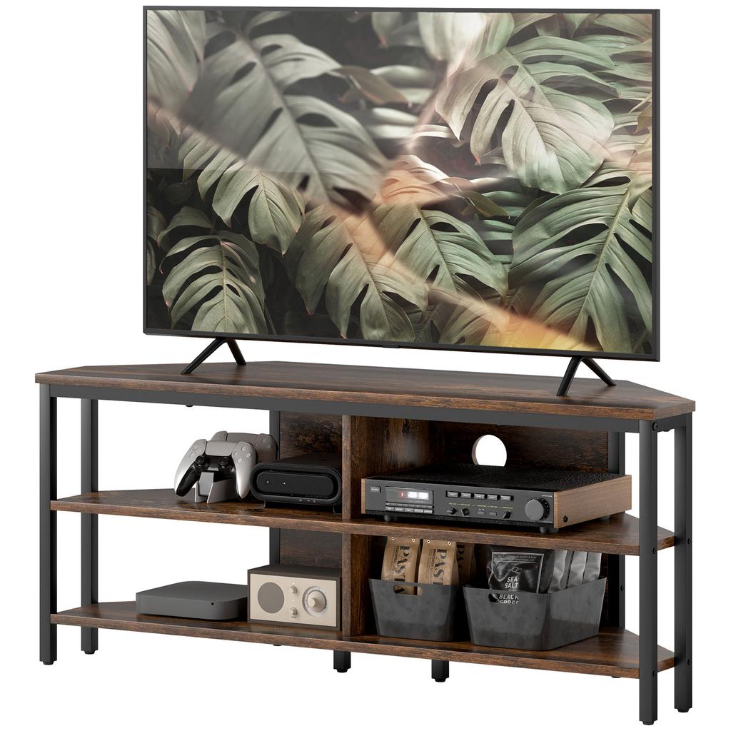 Industrial-Style Corner TV Unit - Black/Brown