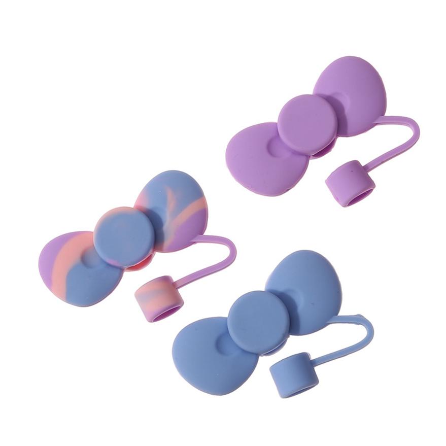 

3 шт., соломенные пылезащитные колпачки с милым бантом, многоразовые силиконовые соломенные колпачки One Size