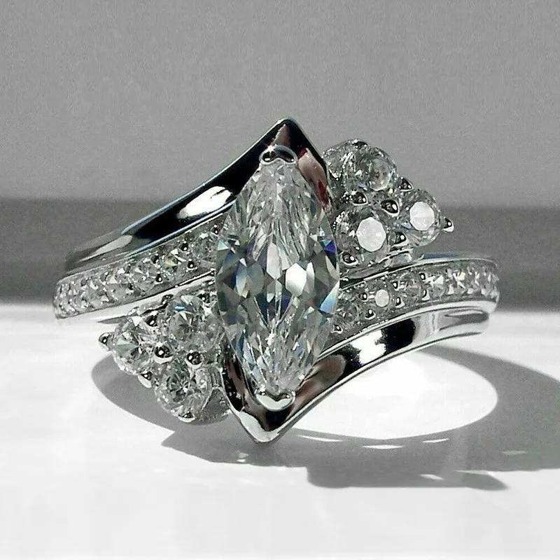 

2026 New Gorgeous Crystal Marquise Ring Ladies Modern Novel Design Wedding Engagement Accessories Trendy Zircon 6