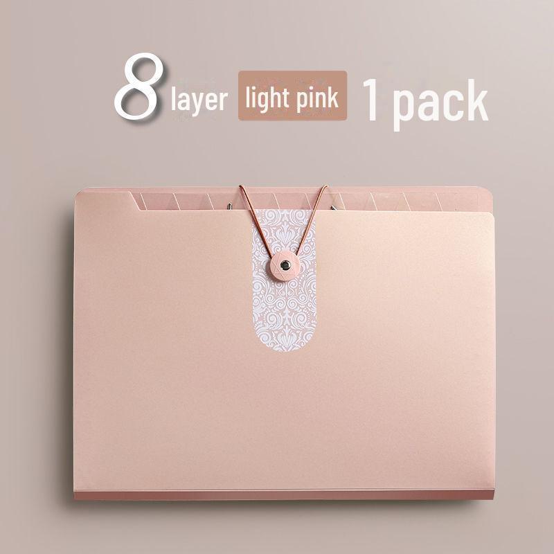 A4 Multi-Layer Student Document Organizer with 8 Compartments & Index Stickers