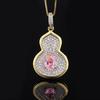 Fashionable Retro Color Treasure Necklace Gourd Pendant Inlaid With Zircon Emerald Collarbone Chain Women's Jewelry High-end