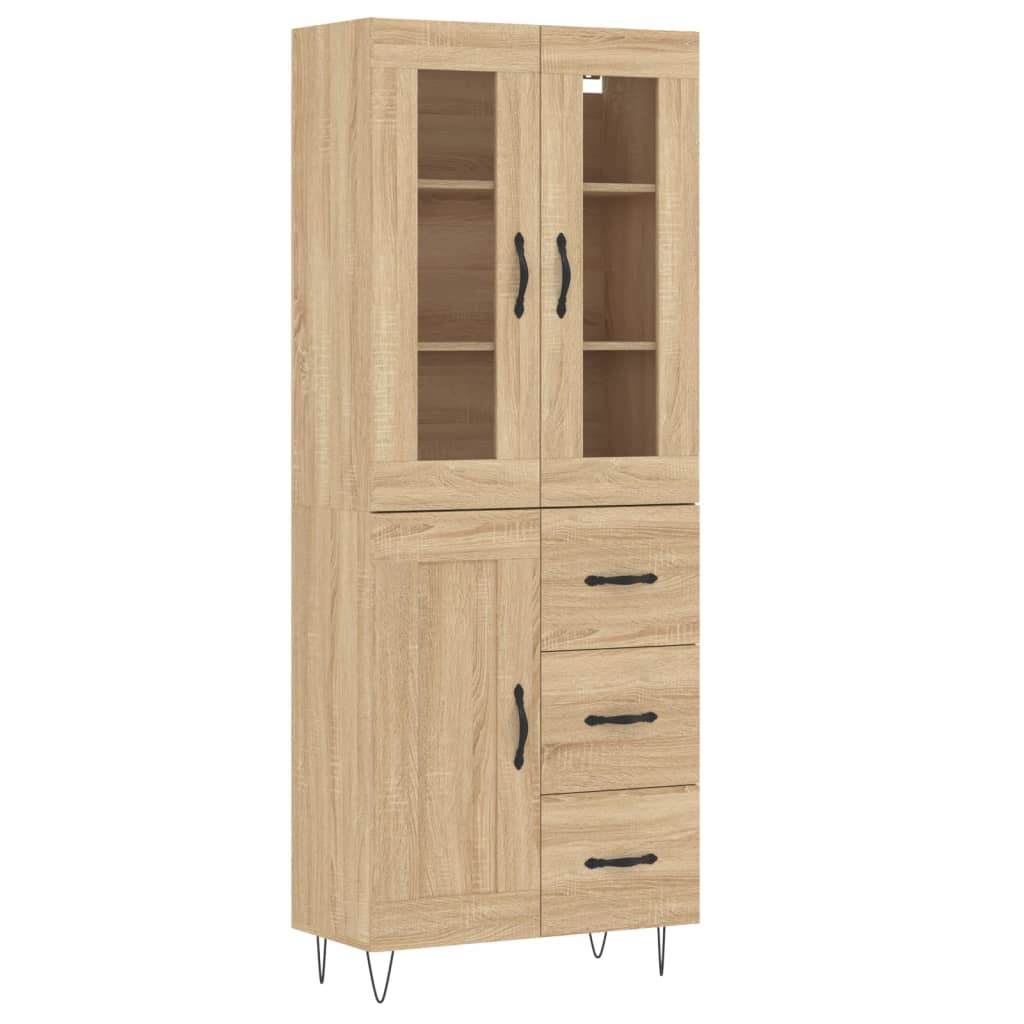 Highboard in Sonoma Oak Finish 69.5 x 34 x 180 cm Particleboard