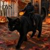 Zabawny Kostium Kota na Halloween Kostium Bezgłowego Jeźdźca, 3D Strój Zwierzęcia Jeźdźca z Dynią Ubranka Imprezowe dla Zwierząt Latarnia, Regulowany Szelki Małe Psy