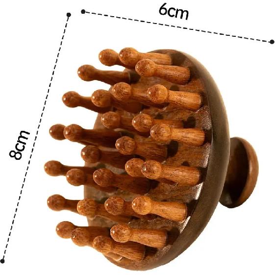 Hochwertige Holzkopfhaut-Massagebürste, Shampoobürste, Nass und Trocken, Kopfhautmassagegerät zur Reduzierung von Schuppen und zur Stimulation des Haarwachstums