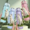 1PC White Dog On Grassland 750ml Color Plastic Sports Water Bottle Leakproof Flip Straw Lid Suitable for Sports Office Home Use