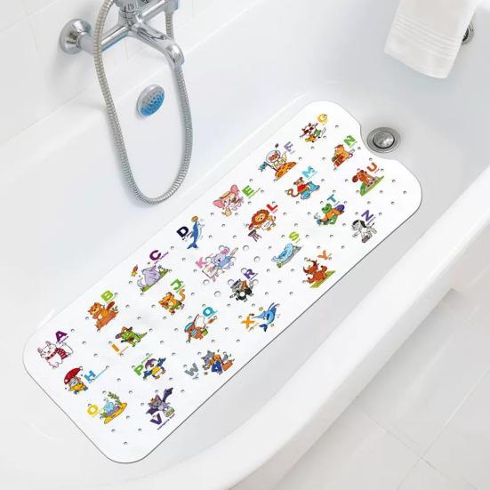 Bath Mat with Drainage Holes, Anti-Slip Texture Foot Massage Mat, Food-Grade PVC Material Suction Cups Bathtub Mat