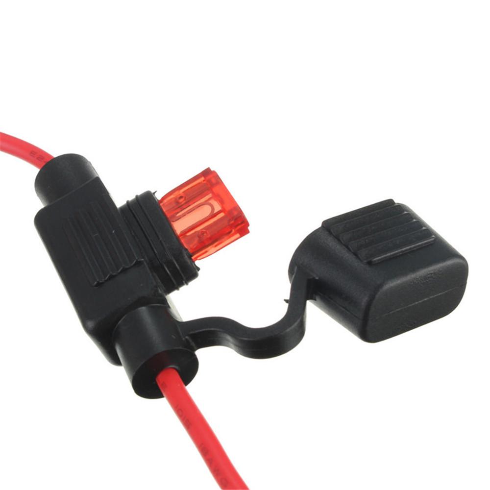 Waterproof Car Fuse Holder 3A Purple Small 16 Wire 20cm 10A Red Medium 18 Wire 30cm Waterproof Car Plug-in Straight Fuse Holder