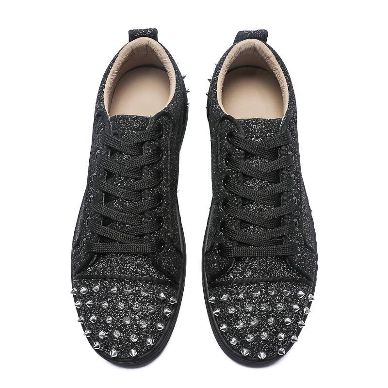 

Мужские повседневные туфли на красной подошве с заклепками, мужская модная обувь, тренд для парней, CL055 42