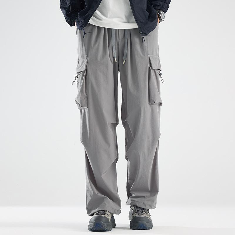 Summer Ice Silk Workwear Pants for Boys and Teenagers, Waterproof, Casual, Ankle Tied, Assault Pants, Outdoor Pants