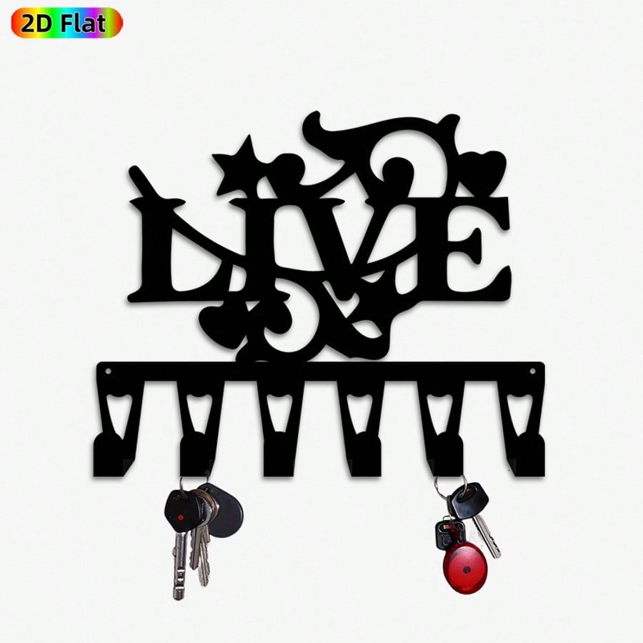 Smiling Key Holder Metal Wall Art 6 Hooks Forged Iron Practical Decor Christmas Gift