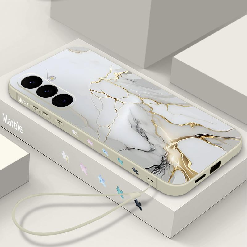 Golden Marble Pattern Case For Samsung Galaxy S26 S25 Ultra S24 S23 S22 Plus S21 FE A15 A16 A17 A35 A36 A54 A55 A56 5G Soft Cover