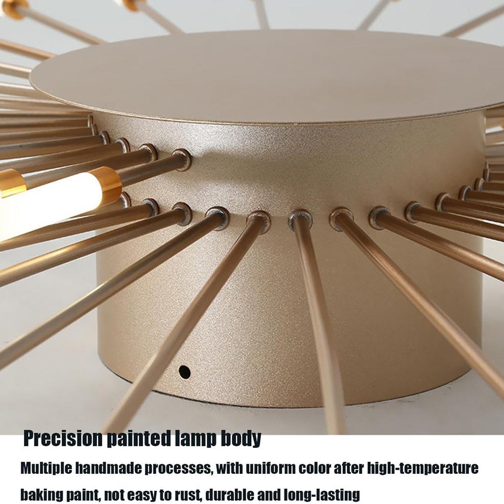 Gold 30 Heads Non Dimmable Pendant Lights Creative Fireworks Design Chandelier Modern Ceiling Light for Living Room Exhibition Hall Bedroom