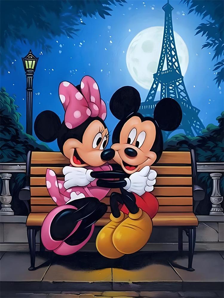 Disney 5D Diamond Painting Dark Mickey and Minnie Decoration DIY Full Diamond Mosaic Inlaid Cross Stitch Set Gift