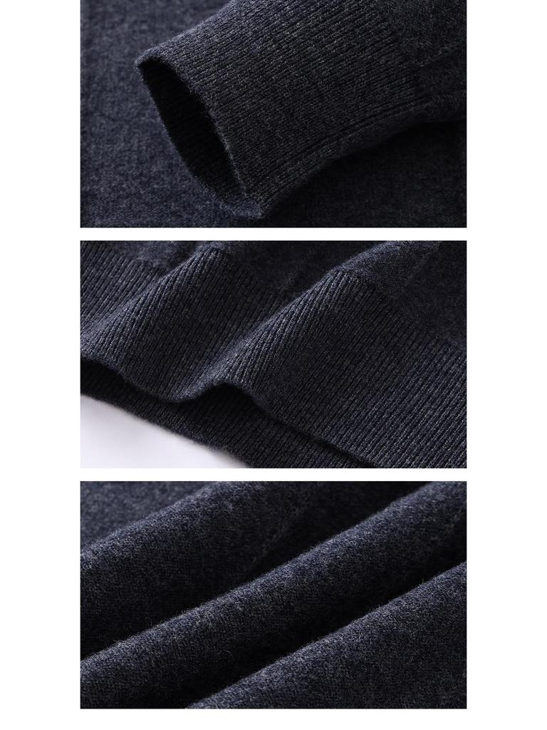 Herren Pullover 100% Reine Wolle Unifarben Jacquard Rollkragen, Hoher Kragen Basisschicht für Herbst/Winter 2025
