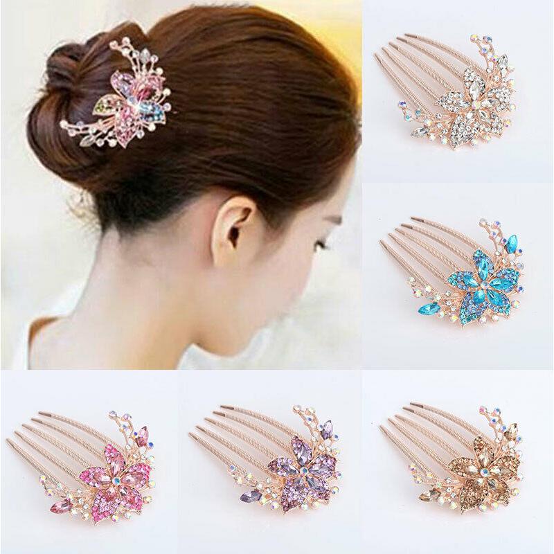 Buy Comb Wedding Crystal Diamante Hair Pins Clips Rhinestone Bridal Hair Accessories at