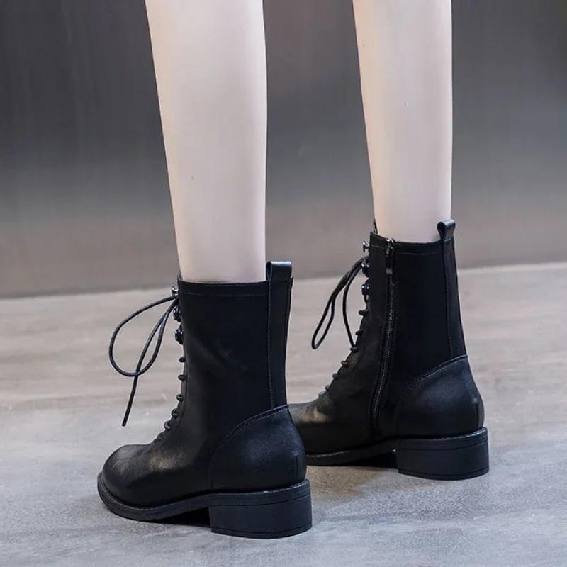Fashion Autumn Leather Ankle Boots for Women New In Woman Short Shoes Winter 2024 Hot Chic and Elegant Trend Booties Footwear Boot Pu 39