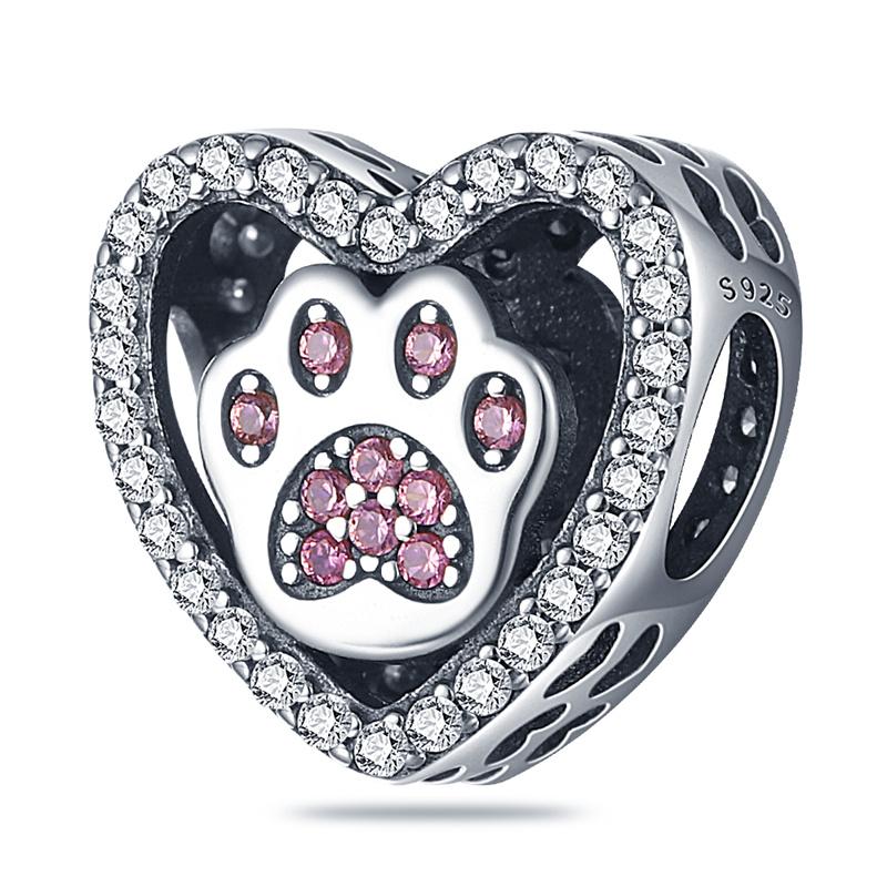 Copper Loving Dog Bead Charms Dog Paw Charm Bead Charms Compatible With Brand 3mm Authentic Bracelets Fine Do It Yourself Women Jewellery Gift