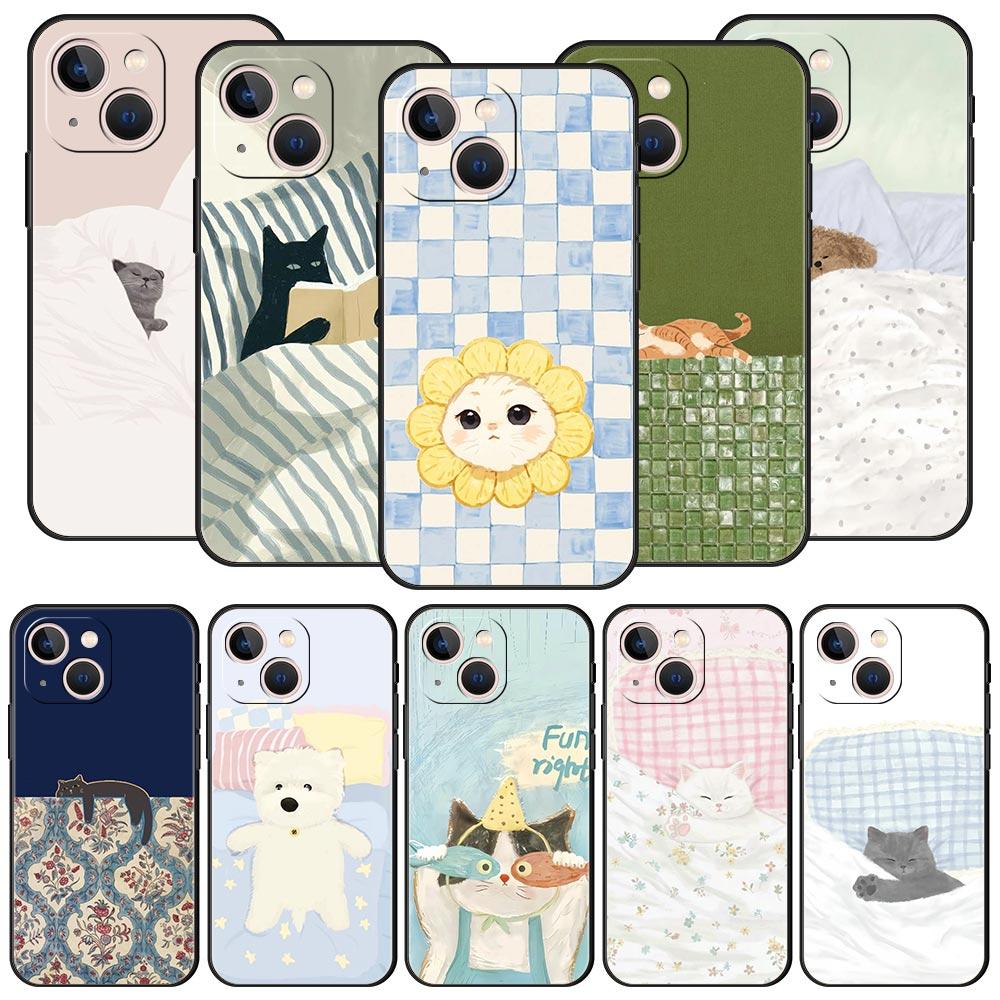Dog Cat Couple Phone Case For iPhone 17 Air 16 Plus 13 15 14 12 11 Pro MAX 7 8 SE Soft TPU Shockproof Cover Funda