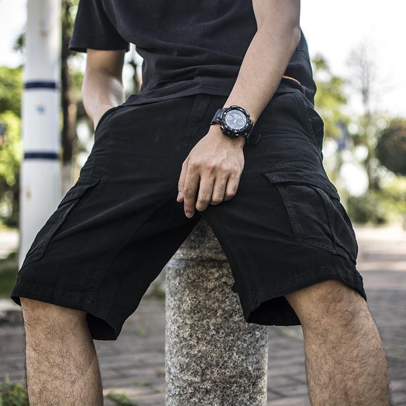 

2025 Summer Men s Multi-Pocket Cargo Shorts - Trendy Japanese Style, Versatile Mid-Length Casual Outerwear 2XL чорний