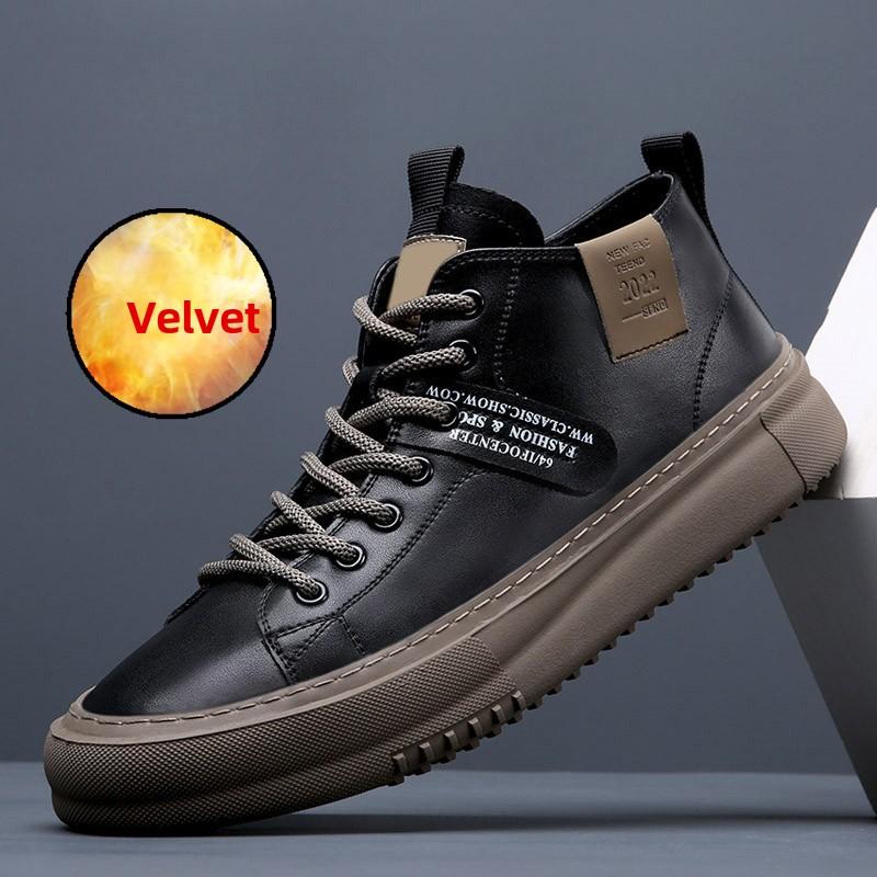 Fashion Men's Shoes High Quality Leather Surface Off White Shoes 2025 New High Top Shoes Men Casual Sports Board Shoe Sapato Masculino