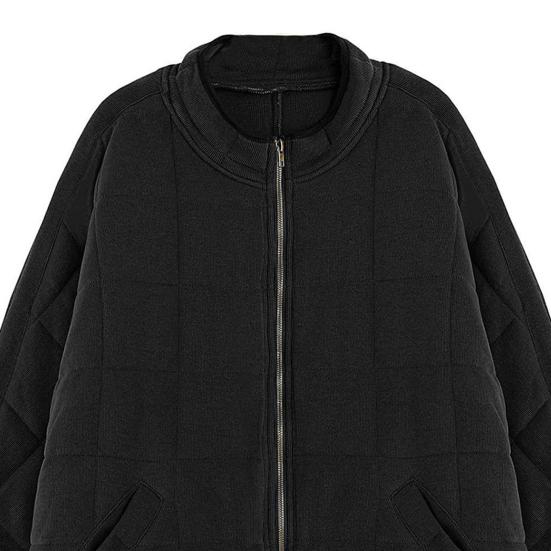 Jaqueta Puffer Acolchoada Feminina Leve com Zíper Casaco Acolchoado de Penas Inverno Quente Manga Longa Roupa Exterior com Bolsos