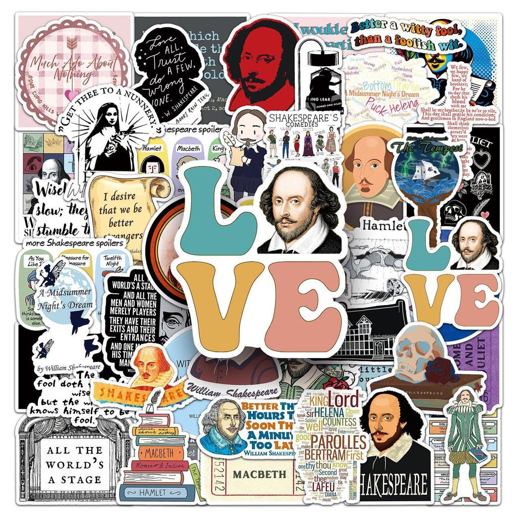 Shakespeare Graffiti Stickers - 50 Unique Designs for Water Bottles & Phones