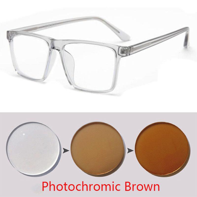 Übergroße quadratische Myopie-Brille Anti-Blaulicht Großer Rahmen Korrektionsbrille für Kurzsichtige 0 -0.5 -0.75 bis -6.0