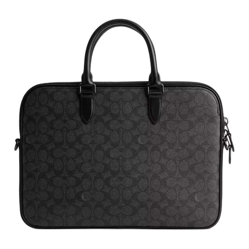 Coach Gotham 38 Classic Print Zipper Closure Coated Canvas And Calfskin Crossbody Shoulder Tote Bag Large Men bags Charcoal CV955-R8E