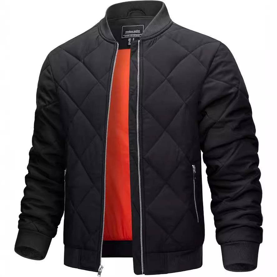 

Осенне-зимняя мужская легкая хлопковая одежда, повседневная куртка с воротником-стойкой в виде ромба, модная куртка с хлопковой подкладкой XXXL чёрный