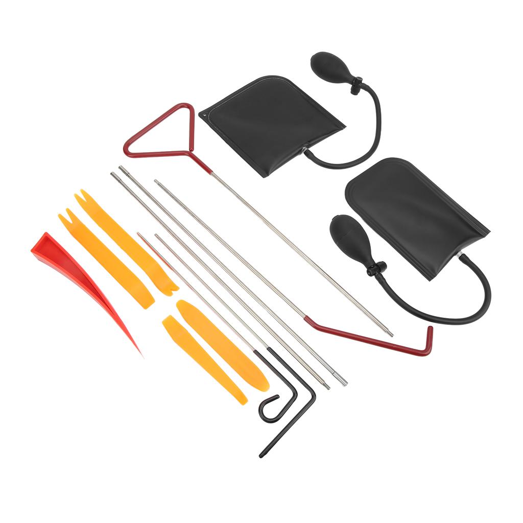 13Pcs Set Car Door Open Pry Tool with Long Reach Grabber Wedges Inflatable Shim Bag Auto Trim Removal Installer