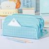Simple Checkered Pencil Case Large Capacity Multi-layer Pen Bags Triangle Pencil Bag School Supplies