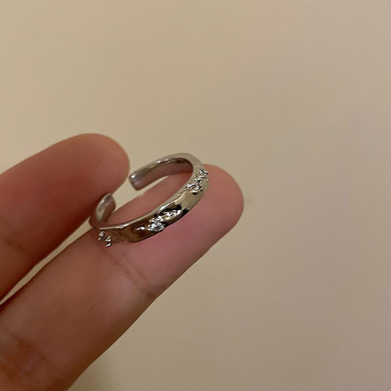 Silver Zircon Open Ring Set: Cold Style Couple Rings for Women, Trendy Index Finger Accessories