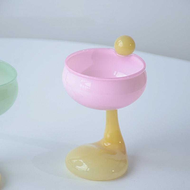 

Duck Foot Goblet Wine Glass Cocktail Champagne Glass Nordic Borosilicate Ice Cream Milkshake Coffee Cup рожевий