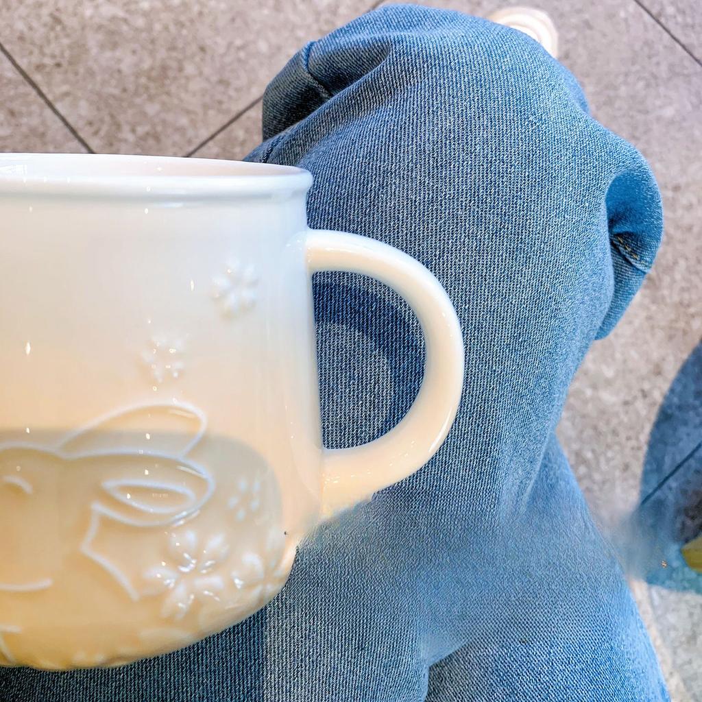 Relief Mug High Value Ceramic Cup with Lid with Spoon Office Water Cup for Women Breakfast Cup Souvenir Gift