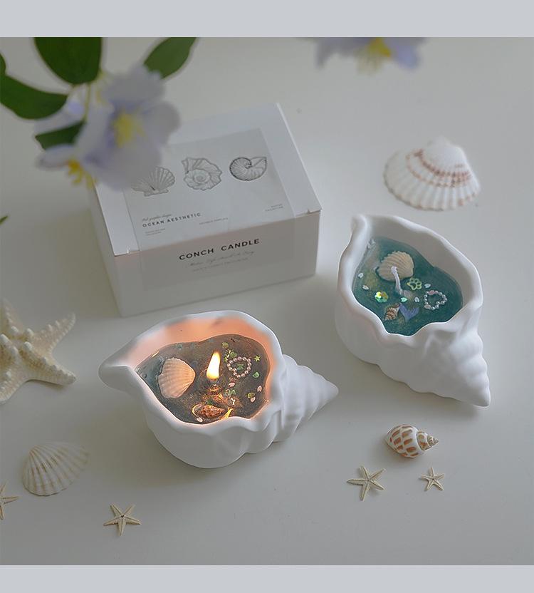 Romantic Conch Seashell Scented Candle Set – Smokeless, Niche Gift with Creative Fragrance