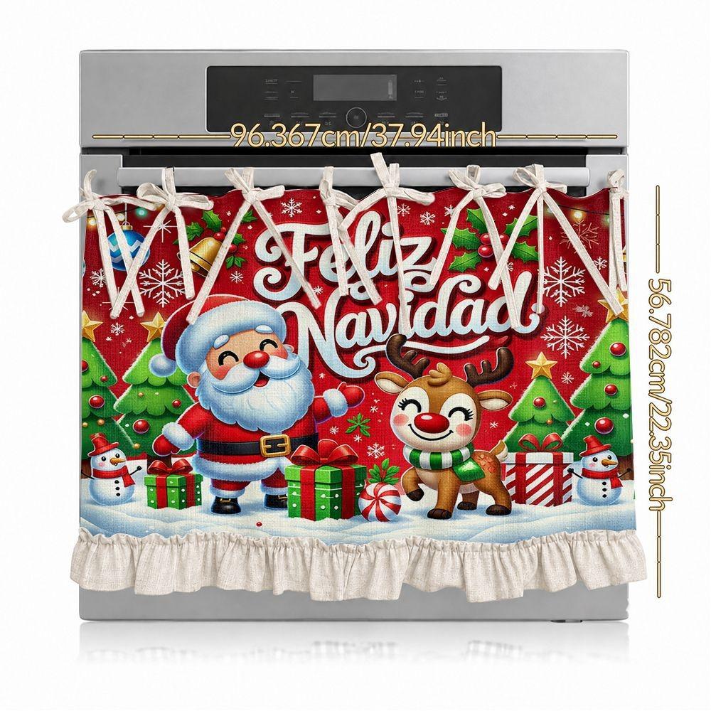 2D Pattern Decorative Curtain Multifunctional Gingerbread Men Design Skirt Curtain Kitchen Apron Style Kitchen Curtain