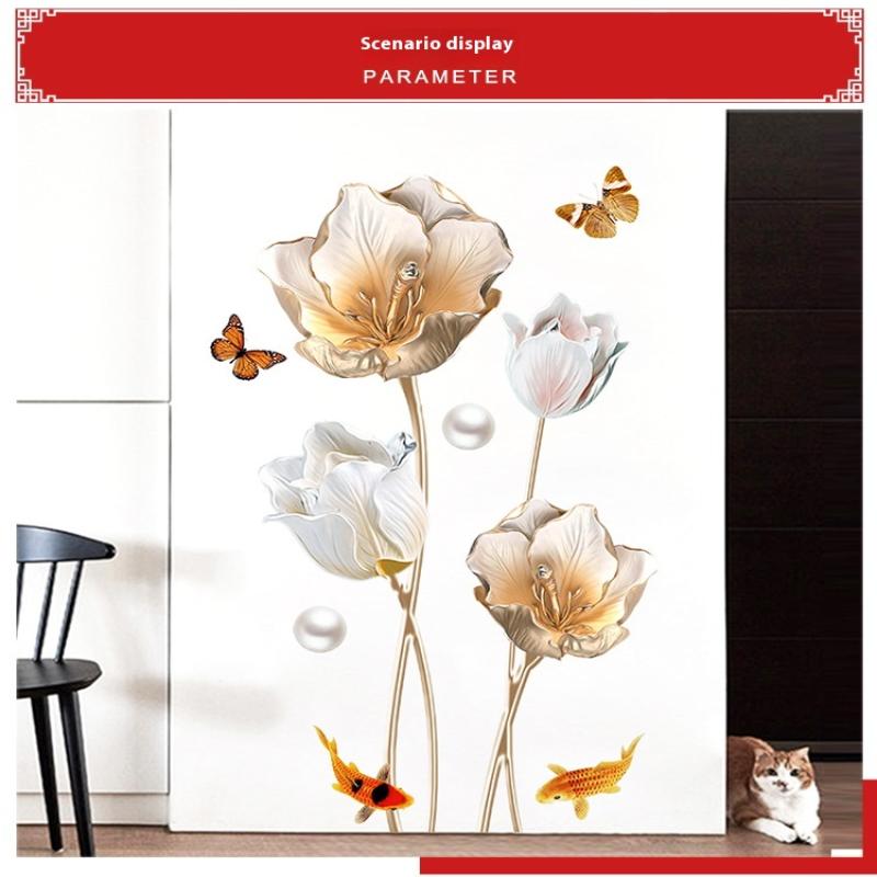 Beautiful Flower Wall Sticker For Living Room Background Decor Self-Adhesive Home Decor