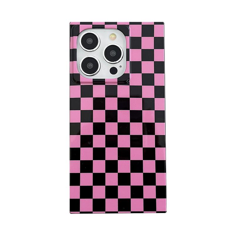 

Fashion Pink Black Plaid Shockproof Back Cover Case For iPhone 15 Pro Max 17 16 13 14 iPhone 13 Pro