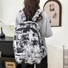 Youthful Graffiti Pattern School Backpack With Durable Nylon And Air Cushion Straps